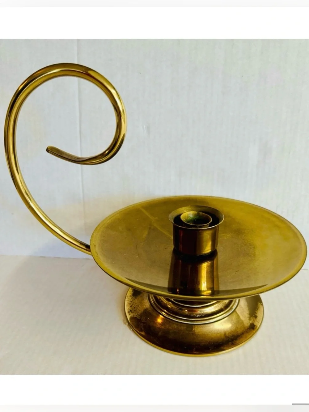 Vintage Baldwin Large solid brass candle holder in Excellent condition.